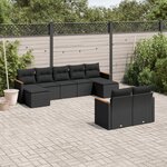 vidaXL Salon de jardin 9 Pièces avec coussins noir résine tressée