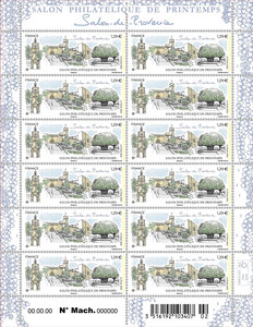 Feuille de 12 timbres - Salon de printemps - Salon-de-Provence - Lettre verte
