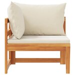 vidaXL Canapé d'angle avec coussins blanc crème Bois d'acacia solide