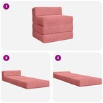 vidaXL Canapé-lit pliable Rose 200 x 70 x 15 cm Velours