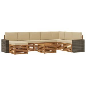 vidaXL Ensemble de canapés d'extérieur 9 Pièces Naturel et Beige