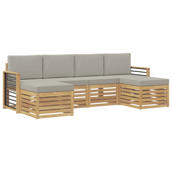 vidaXL Ensemble de canapés d'extérieur 6 pc Blanc et gris clair