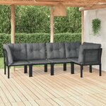 vidaXL Salon de jardin 5 Pièces noir et gris résine tressée