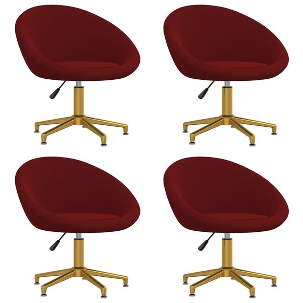 vidaXL Chaises à manger lot de 4 Rouge bordeaux Velours