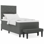 vidaXL Lit à ressorts avec matelas Gris foncé 100 x 200 cm tissu