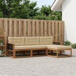 vidaXL Ensemble de canapés d'extérieur 4 Pièces Naturel et Beige
