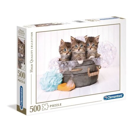 PUZZLE 500 pieces - Kittens and soap - 49 X 36 cm