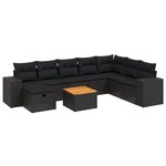 vidaXL Salon de jardin 9 Pièces avec coussins noir résine tressée