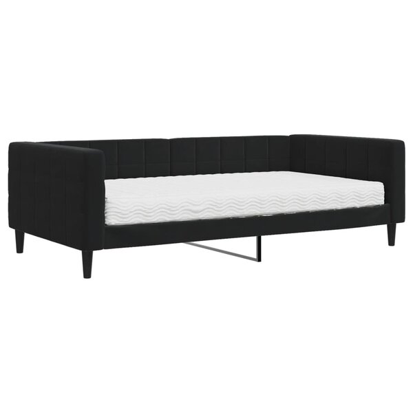 vidaXL Lit de jour avec matelas noir 100x200 cm velours