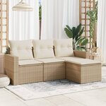 vidaXL Salon de jardin avec coussins 4 Pièces beige résine tressée