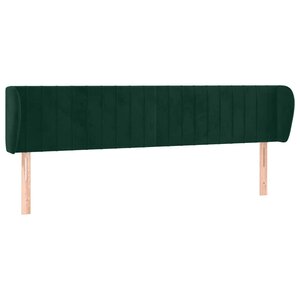 vidaXL Tête de lit avec oreilles Vert foncé 203x23x78/88 cm Velours