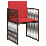vidaXL Ensemble à manger de jardin et coussins 7 Pièces marron poly rotin