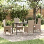 vidaXL Ensemble de salle à manger pour jardin 5 Pièces Beige polyrotin