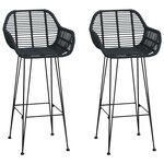 vidaXL Chaise de bar 2 pc Noir 55 x 52 x 105 cm Rotin et métal