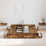 vidaXL Cadre de lit avec rangement avec tiroir Chêne fumé 135 x 190 cm