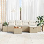 vidaXL Ensemble de canapé de jardin 6 Pièces Beige Poly rotin