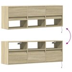 vidaXL Meuble TV mural avec lumières LED chêne sonoma 130x31x45 cm