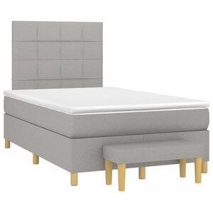 vidaXL Sommier à lattes de lit et matelas gris clair 120x190 cm tissu