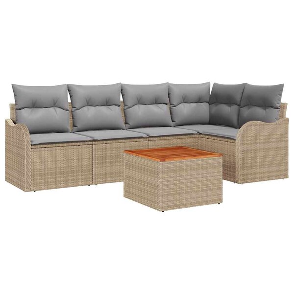 vidaXL Ensemble de canapé de jardin 6 Pièces beige et gris clair
