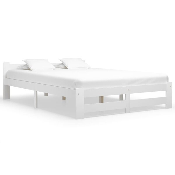 vidaXL Cadre de lit Blanc Bois de pin massif 160x200 cm