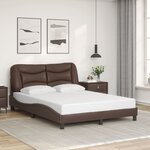 vidaXL Cadre de lit avec lumières LED marron 120x200 cm similicuir
