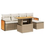 vidaXL Salon de jardin avec coussins 6 Pièces beige résine tressée