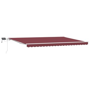 vidaXL Auvent manuel rétractable avec LED bordeaux 500x300 cm