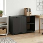 vidaXL Cabinet roulant Noir 100 x 39 x 65 5 cm Bois de Pin Massif
