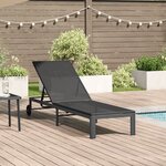 Chaise longue vidaXL avec roues en poly rotin noir