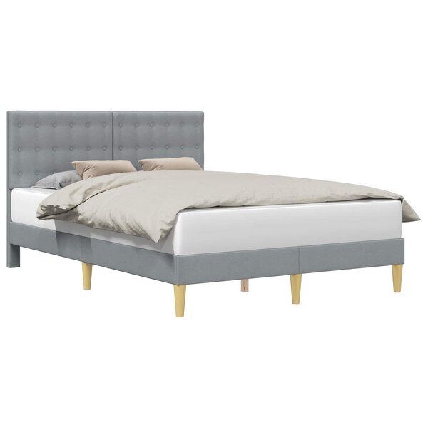 vidaXL Cadre de lit avec tête de lit Gris clair 120 x 190 cm Tissu