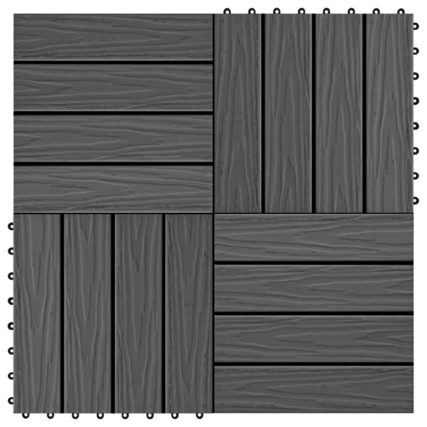 vidaXL Carreau de terrasse en relief 11 Pièces WPC 30x30 cm 1 m² Noir