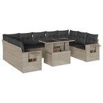 vidaXL Salon de jardin avec coussins 10 Pièces gris clair résine tressée