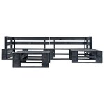 vidaXL Canapés de jardin palette 4 Pièces Noir Bois