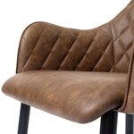 Chaise de salle à manger fauteuil siège moderne rembourrée avec dossier revêtement en pu vintage charge 110 kg pour salle à manger salon chambre marron 12_0002437
