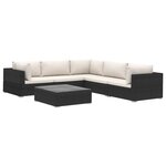vidaXL Salon de jardin 6 Pièces avec coussins résine tressée noir