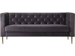 Canapé fixe en velours "Bruce" - 196 x 76 x 82 cm - 3 places - Gris