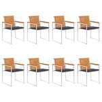 vidaXL Chaises de jardin 8 Pièces avec coussins Bois d'acacia solide