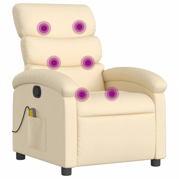 vidaXL Fauteuil de massage inclinable Crème Tissu