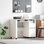 vidaXL Bureau avec roulettes Blanc 91 x 50 x 77 cm Bois d'ingénierie