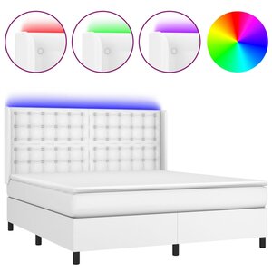 vidaXL Sommier à lattes de lit matelas LED Blanc 180x200 cm Similicuir