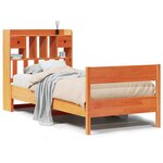 vidaXL Lit bibliothèque sans matelas cire marron 100x200 cm pin massif