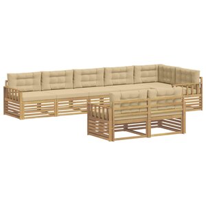 vidaXL Ensemble de canapés d'extérieur 8 Pièces Blanc et Beige Polyester