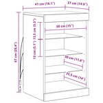 vidaXL Buffet LED Chêne noir 41 x 37 x 67 cm Bois d'ingénierie