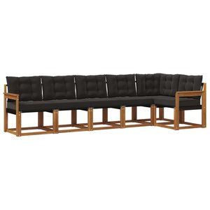 vidaXL Ensemble de canapés d'extérieur 6 pc Naturel et Noir