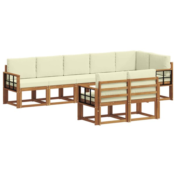vidaXL Ensemble de canapés d'extérieur 8 Pièces Naturel et Crème