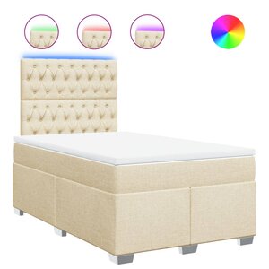vidaXL Sommier à lattes de lit avec matelas crème 120x190 cm tissu