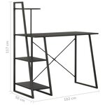vidaXL Bureau avec étagère Noir 102x50x117 cm