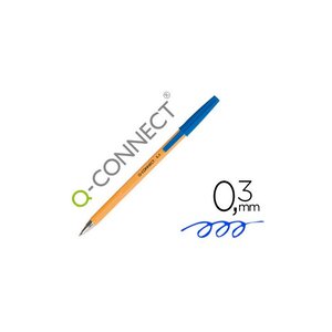 Stylo-bille écriture fine 0.3mm encre classique bille indéformable encre couleur bleu Q-CONNECT