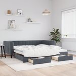 vidaXL Lit de jour avec gigogne et tiroirs sans matelas 100x200 cm