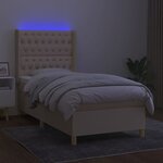 vidaXL Sommier à lattes de lit matelas et LED Crème 90x200 cm Tissu